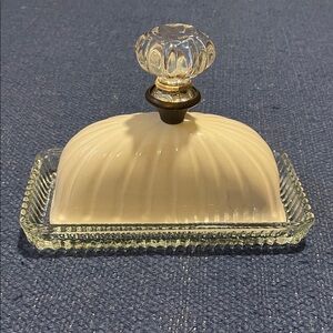 Elegant white Glass Butter Dish